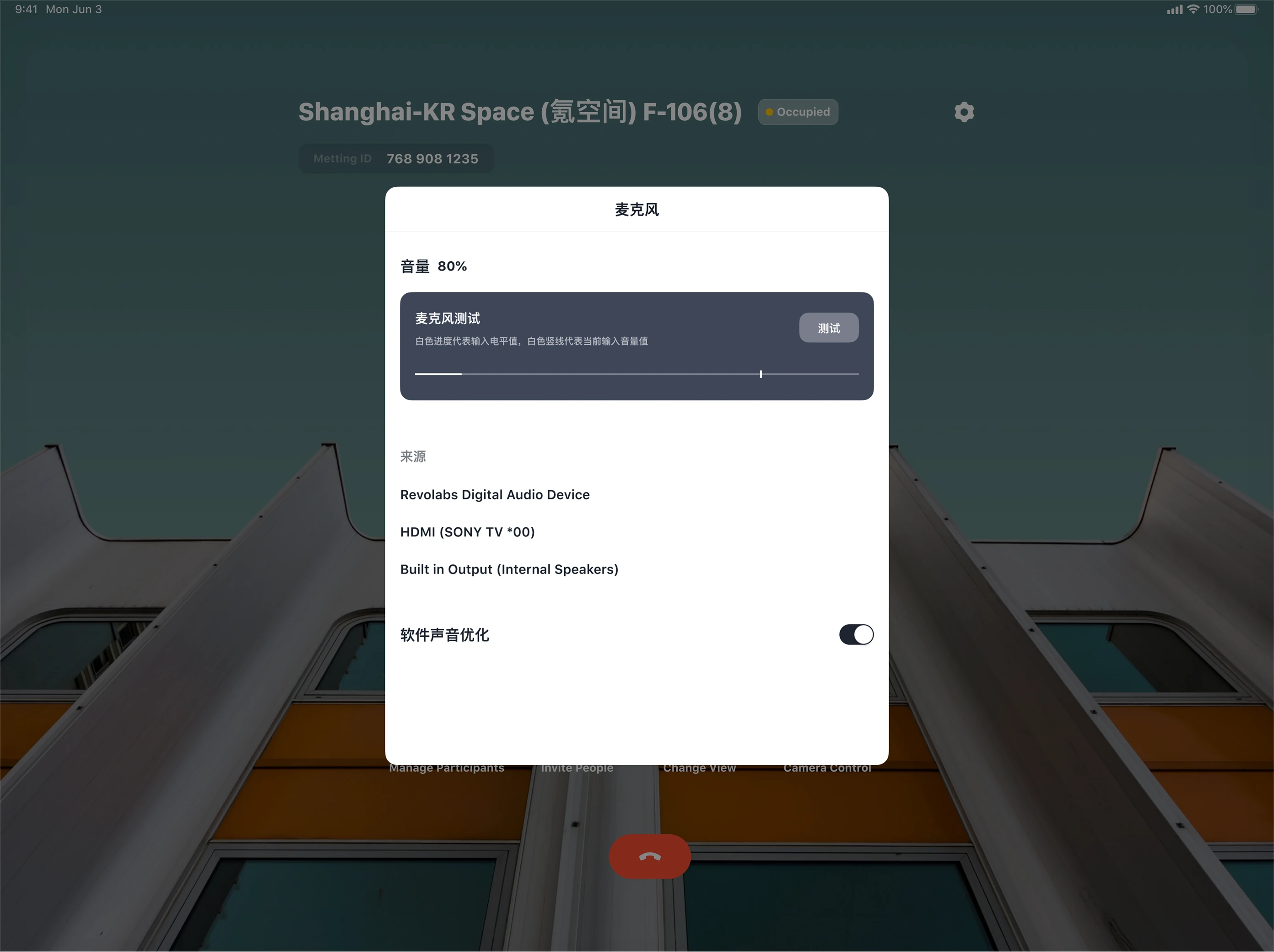 iPad microphone control